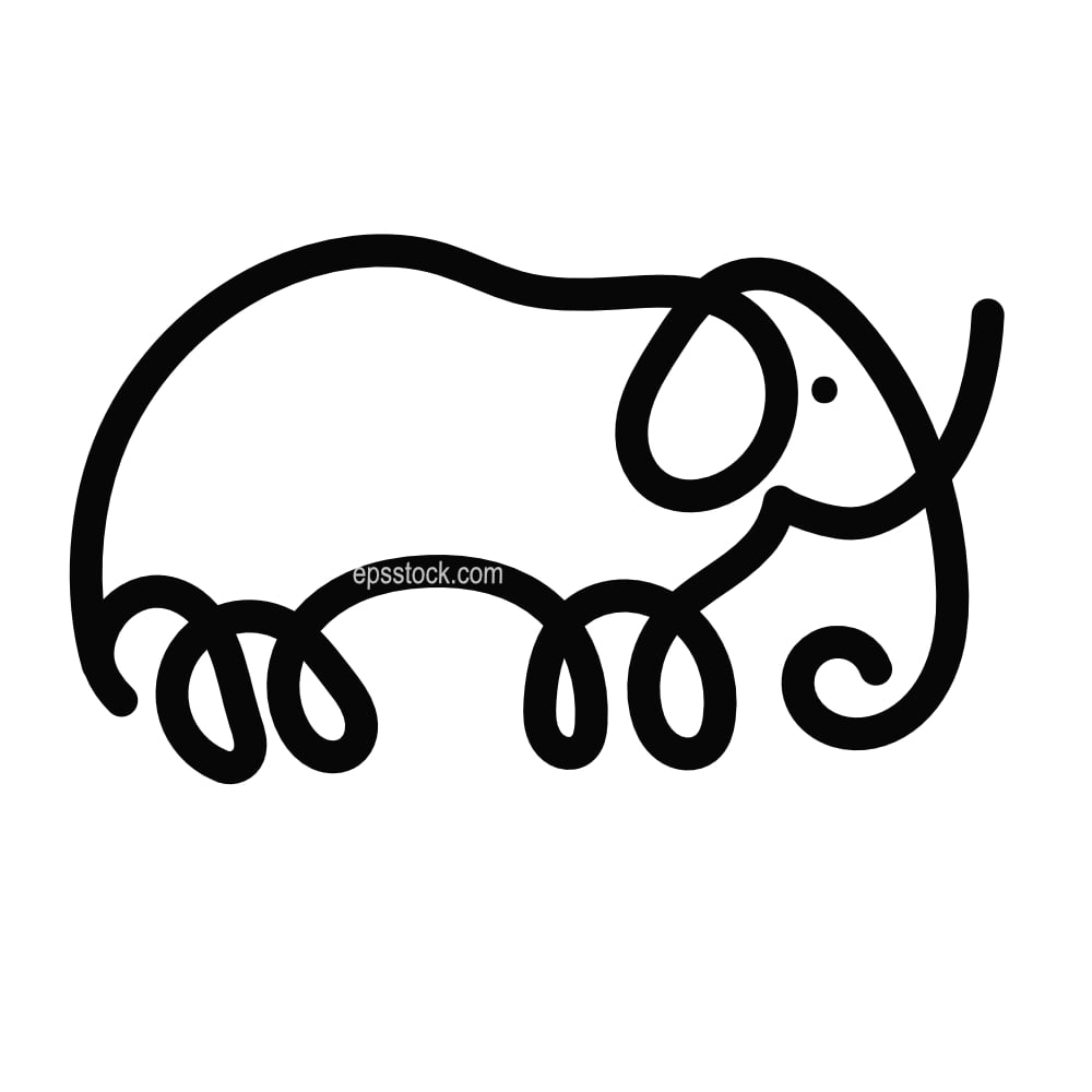 Line Elephant Drawing