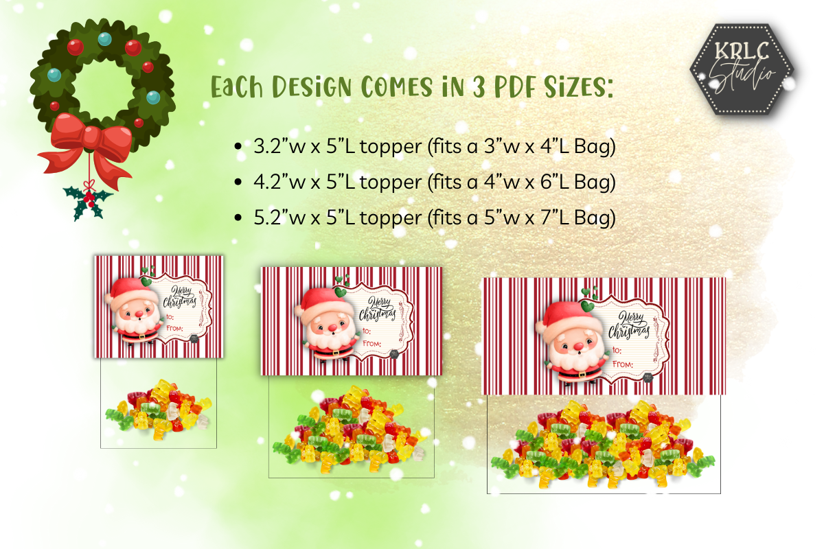 Christmas Candy Bag Toppers - PACK 2 - KRLC Studio