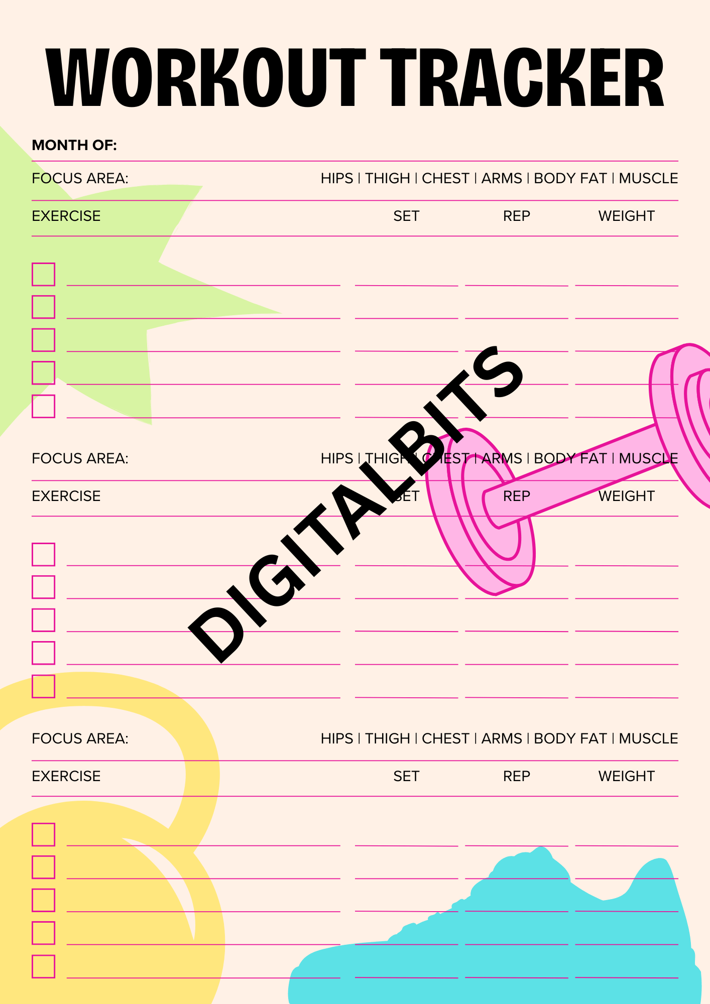 Master Your Moves: Workout Tracker Printable Planner - Payhip