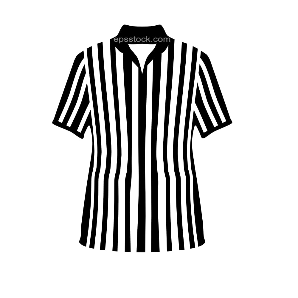 Black and White Stripe Zipper Collar Referee Shirt