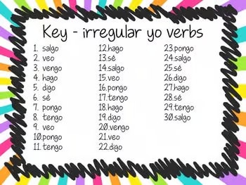 Spanish Irregular Yo Verbs Task Card Activity