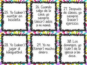 Spanish Irregular Yo Verbs Task Card Activity