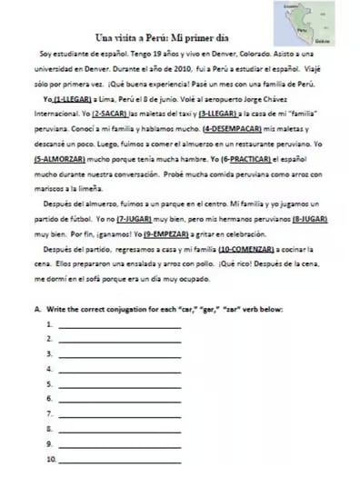 Car, Gar, Zar Verbs Spanish Irregular Preterite Activities and Worksheets