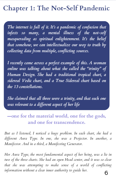 The Not-Self Pandemic chapter on confusion from conflicting Human Design chart types.