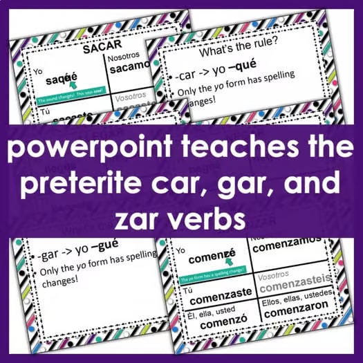 Spanish Preterite Tense -car, -gar, -zar Verbs Lesson - el pretérito