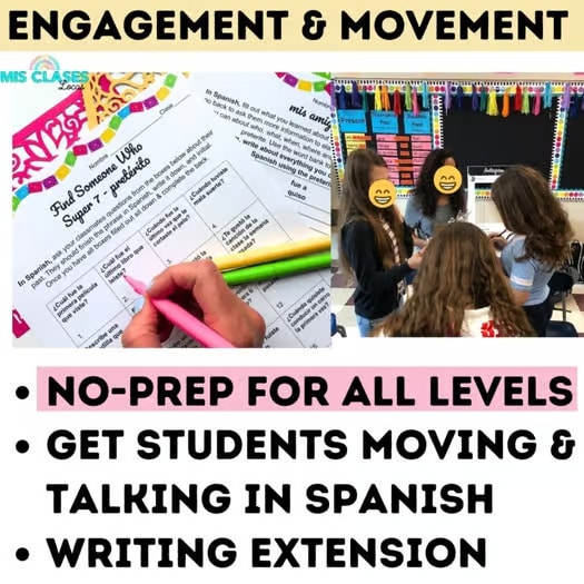 Preterite Tense Spanish Worksheet Find Someone Who Súper 7 el pretérito chat mat