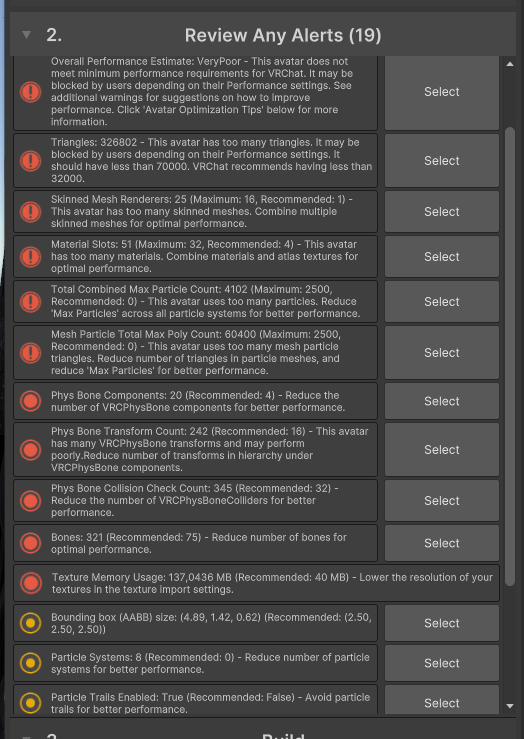 Avatar stats.
