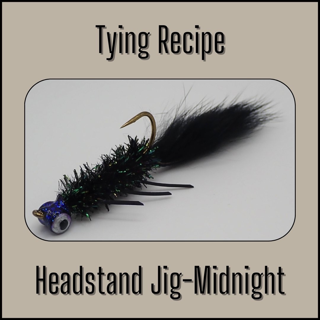 Tying recipe for the Midnight Headstand Bass Jig designed by fly fishing guide Matt Campbell.