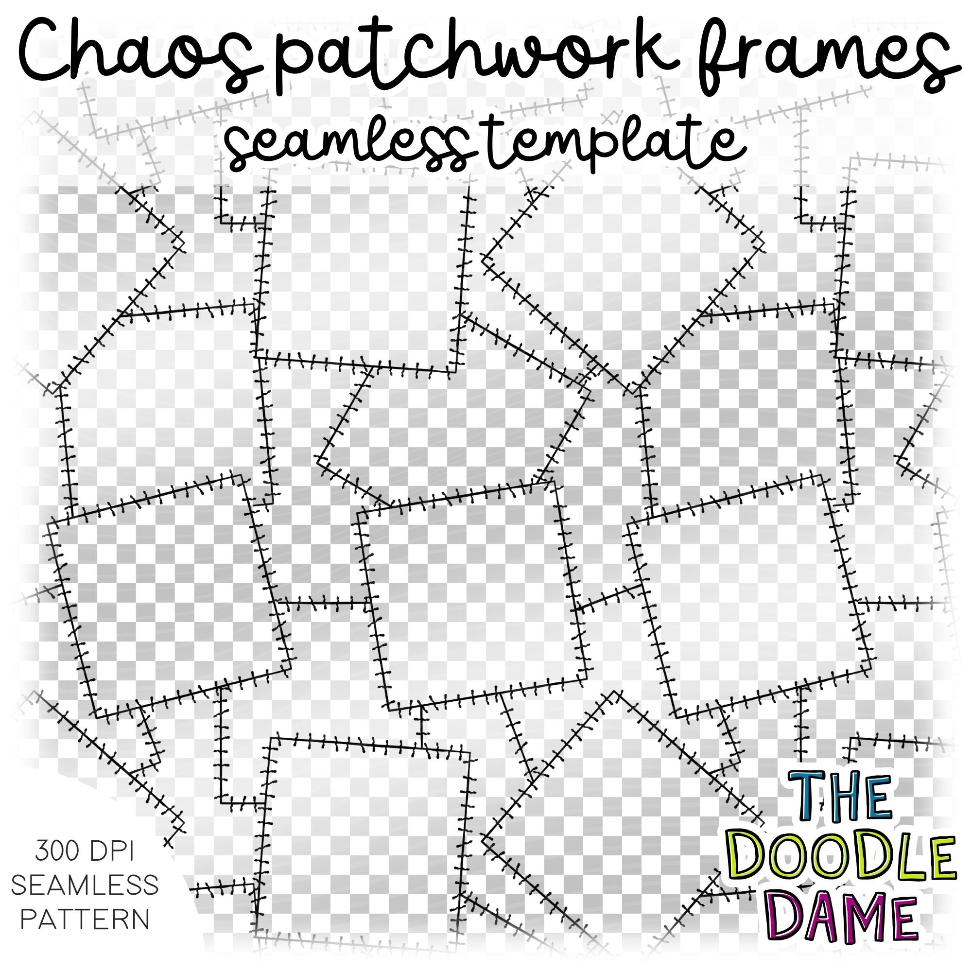 Patchwork Frame Seamless Transparent PNG templates | Procreate compatible
