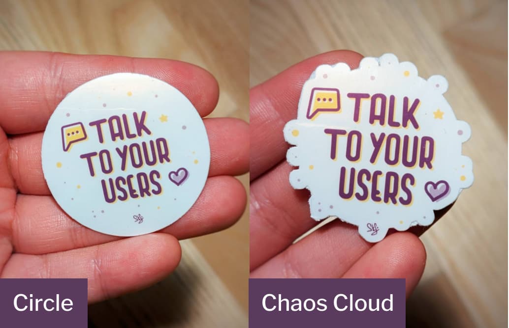 Circle and Chaos cloud version of Talk to your users with stars and a heart design