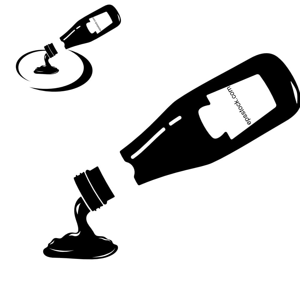 pouring ketchup from bottle