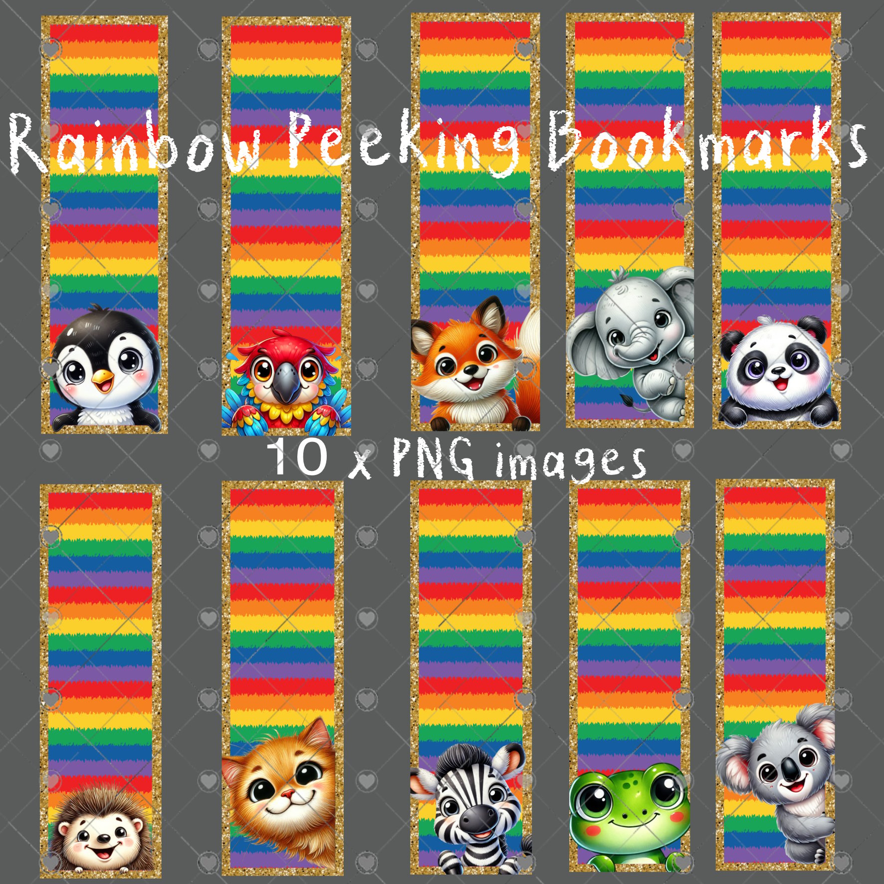Peeking Rainbow Bookmarks - Payhip