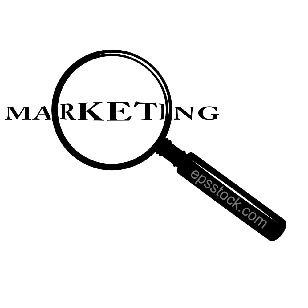 marketing emblem,marketing under a magnifying glass
