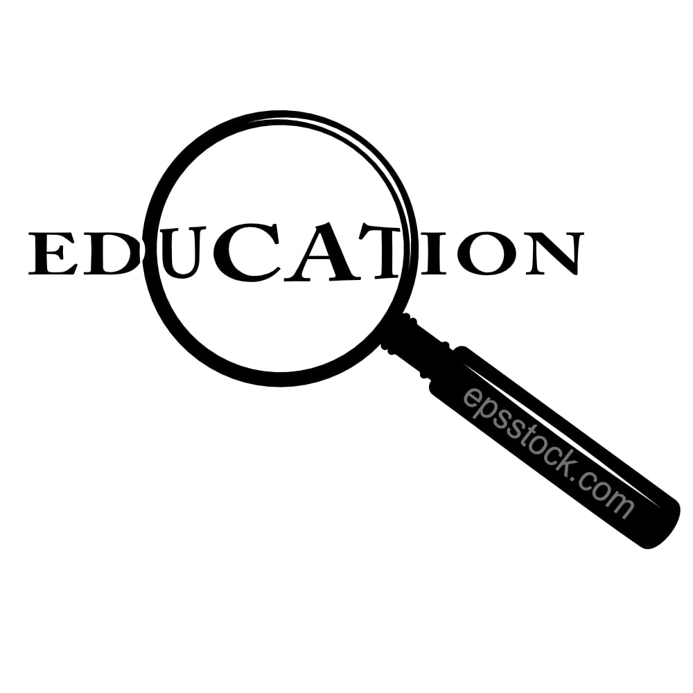 education emblem,education under a magnifying glass