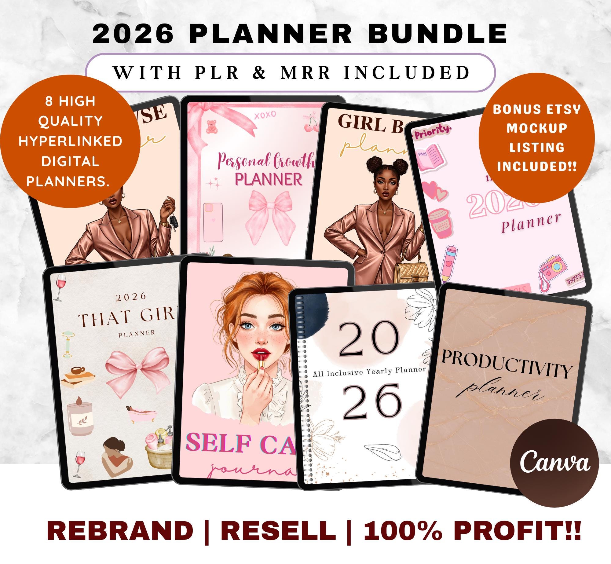 2026 Digital Planner Bundle PLR – Done-For-You Editable Canva Planners ...