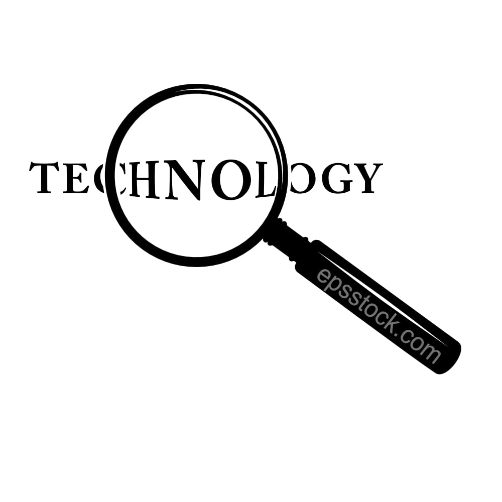Technology emblem,Technology under a magnifying glass