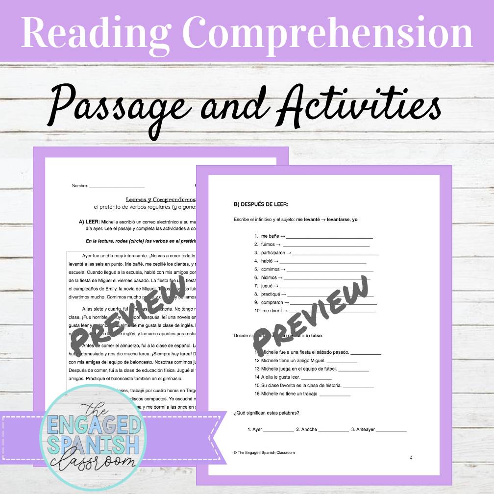 Editable Spanish Preterite Tense Reading and Activities | El Preterito