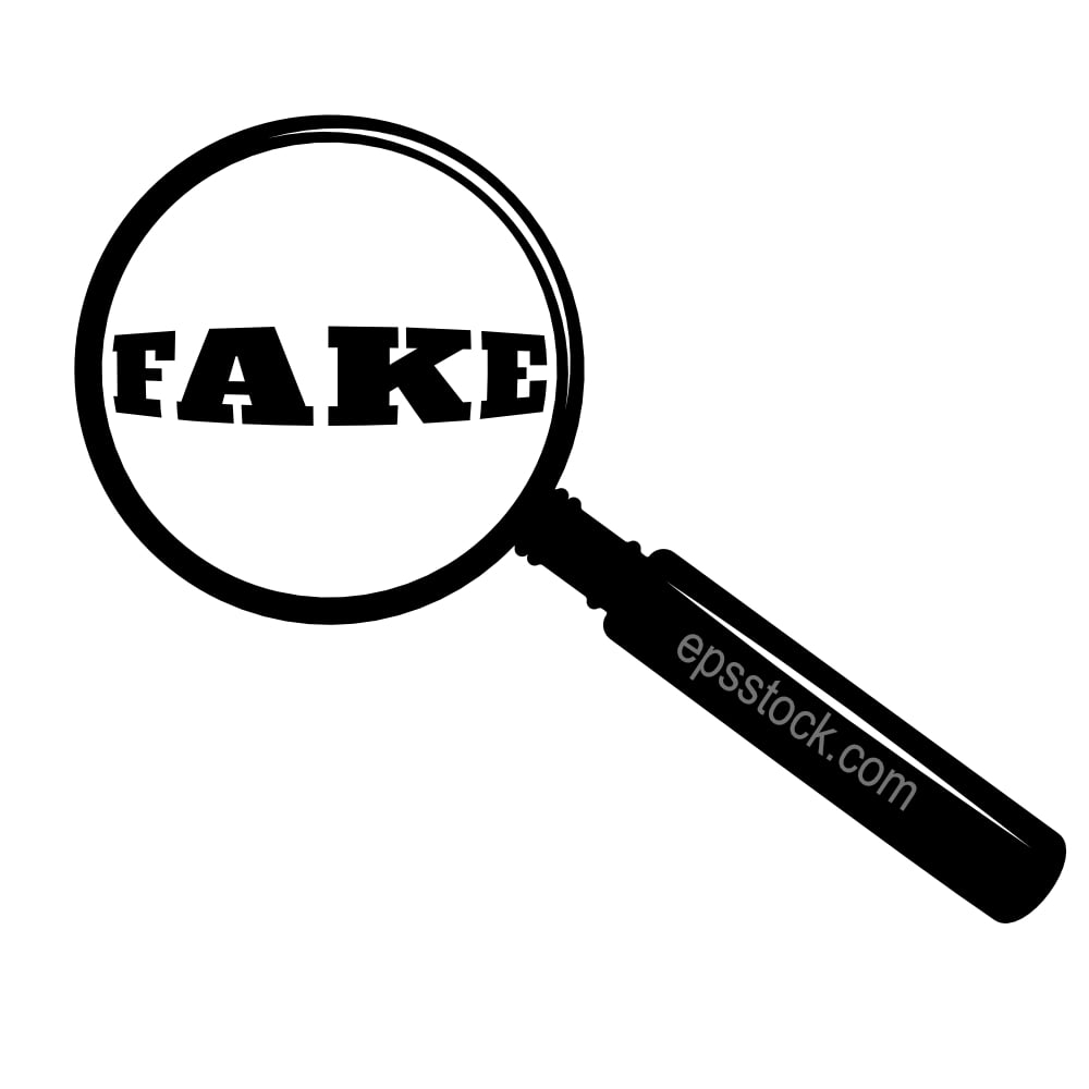 fake under magnifying glass