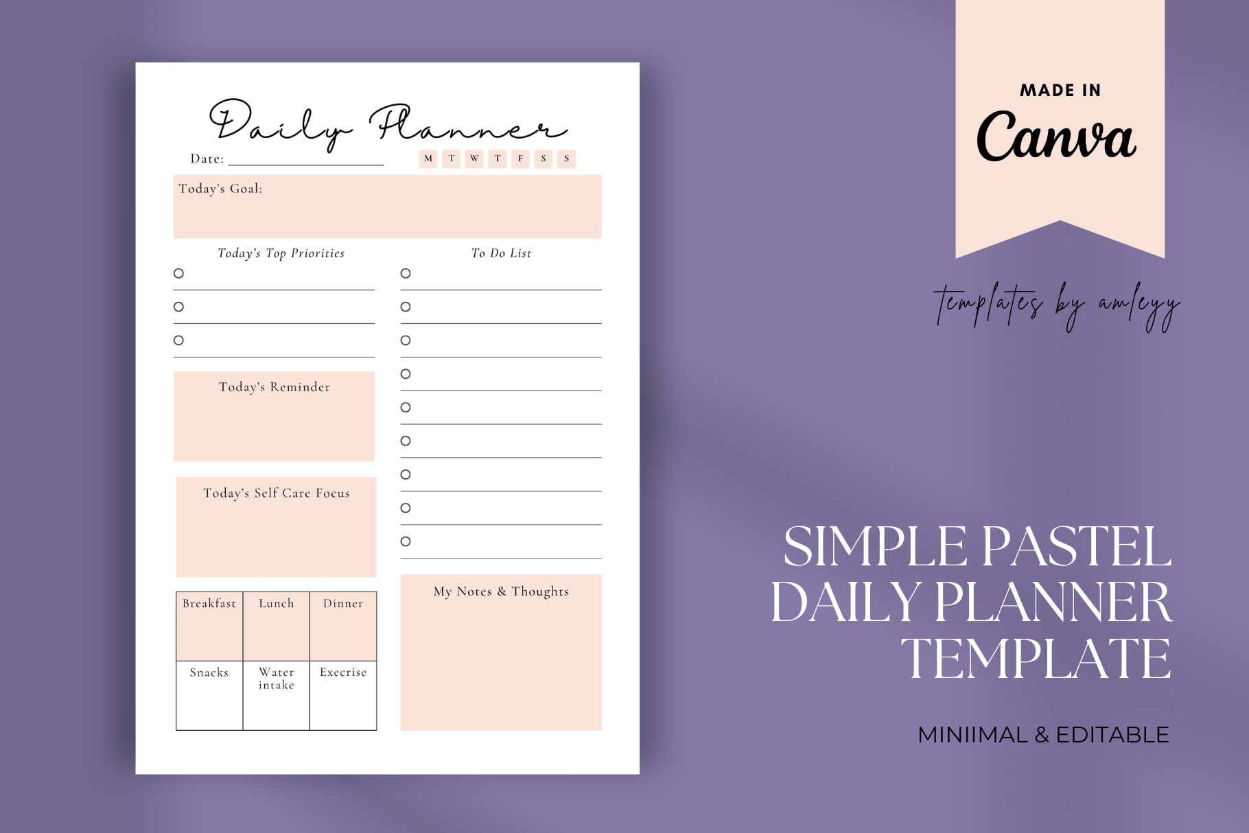 Simple Pastel Daily Planner Template - Payhip