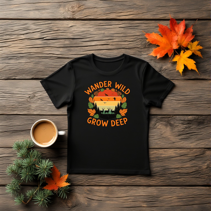 Wander wild ,grow deep design ,nature t-shirt graphic | Transparent background PNG | SVG | 300 DPI