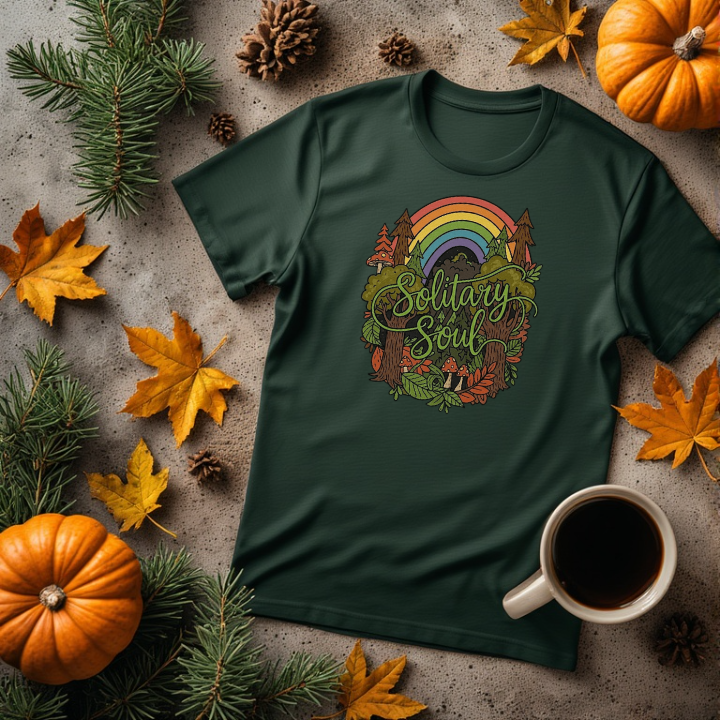 This Rainbow and forest nature design in a bright distressed texture is perfect for t-shirts, mugs, stickers, posters,