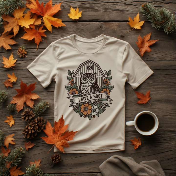 This barn owl nature graphic is perfect for t-shirts, mugs, stickers, posters, and outdoor-themed merchandise. Featuring a bold barn owl design surrounded by flowers, this print-ready graphic