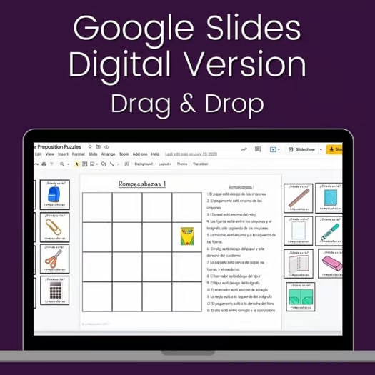 Spanish Prepositions of Place with Estar Puzzle Activity