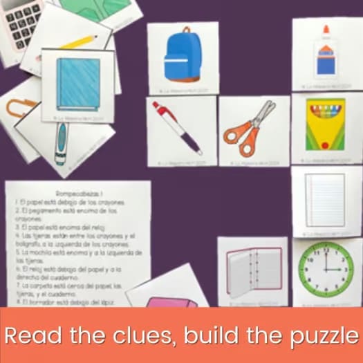 Spanish Prepositions of Place with Estar Puzzle Activity
