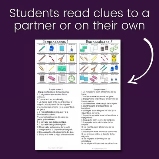 Spanish Prepositions of Place with Estar Puzzle Activity