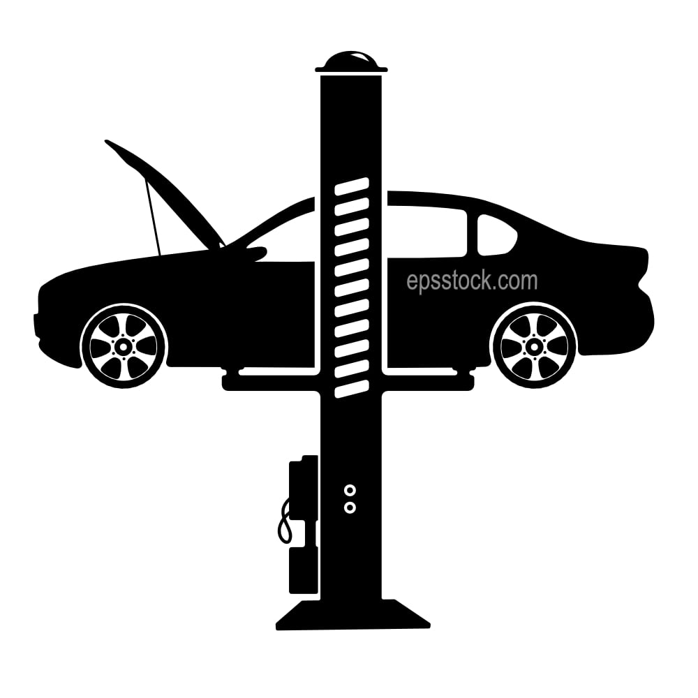 vehicle on car lift side view