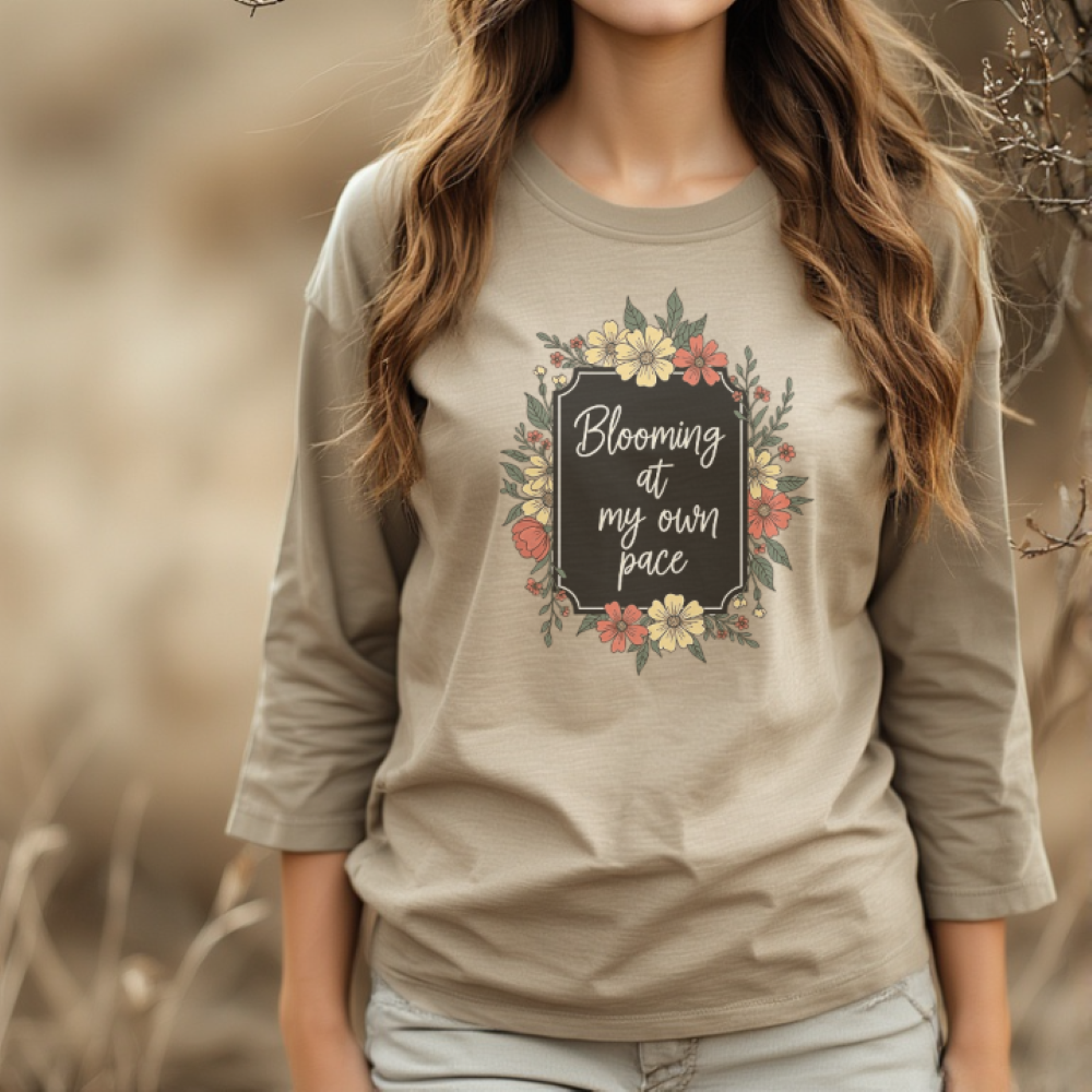 Printable reto Blooming at my own pace floral graphic