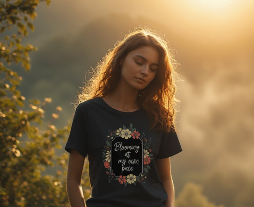 Printable reto Blooming at my own pace floral graphic design