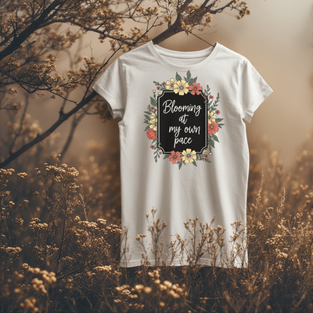 Printable reto Blooming at my own pace flower graphic