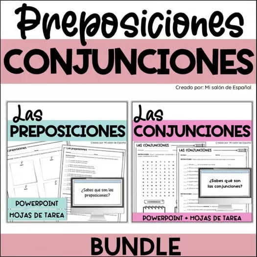 Bundle Preposiciones y conjunciones | Spanish Conjunctions and Prepositions