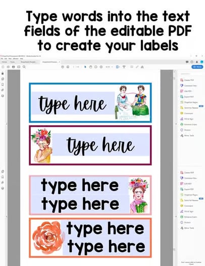 Spanish Classroom Decor Editable Spanish Classroom Labels Frida & Flowers Theme