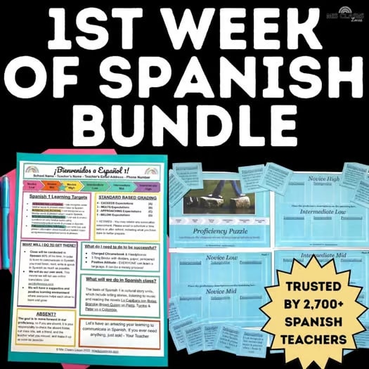 1st Week of Spanish Class Back to School BUNDLE First Week of Spanish 1 Unit
