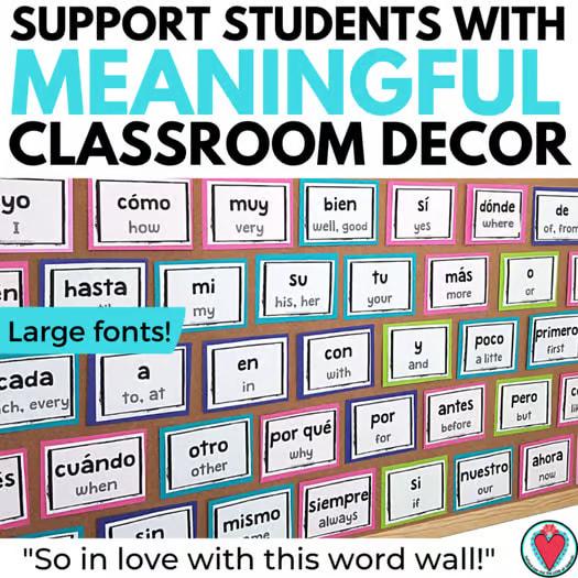 Spanish Word Walls Spanish 1 Vocabulary Spanish Cognate Posters Classroom Decor