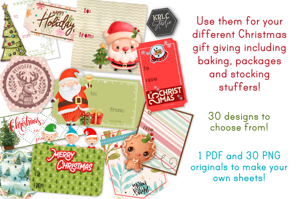 Christmas Assorted Gift Tags PDF - KRLC Studio