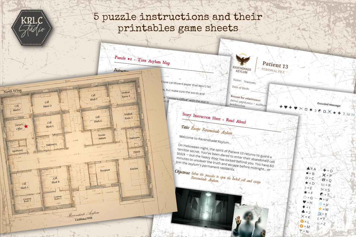 Escape Room Game - Escape Ravenshade Asylum PDF - KRLC Studio