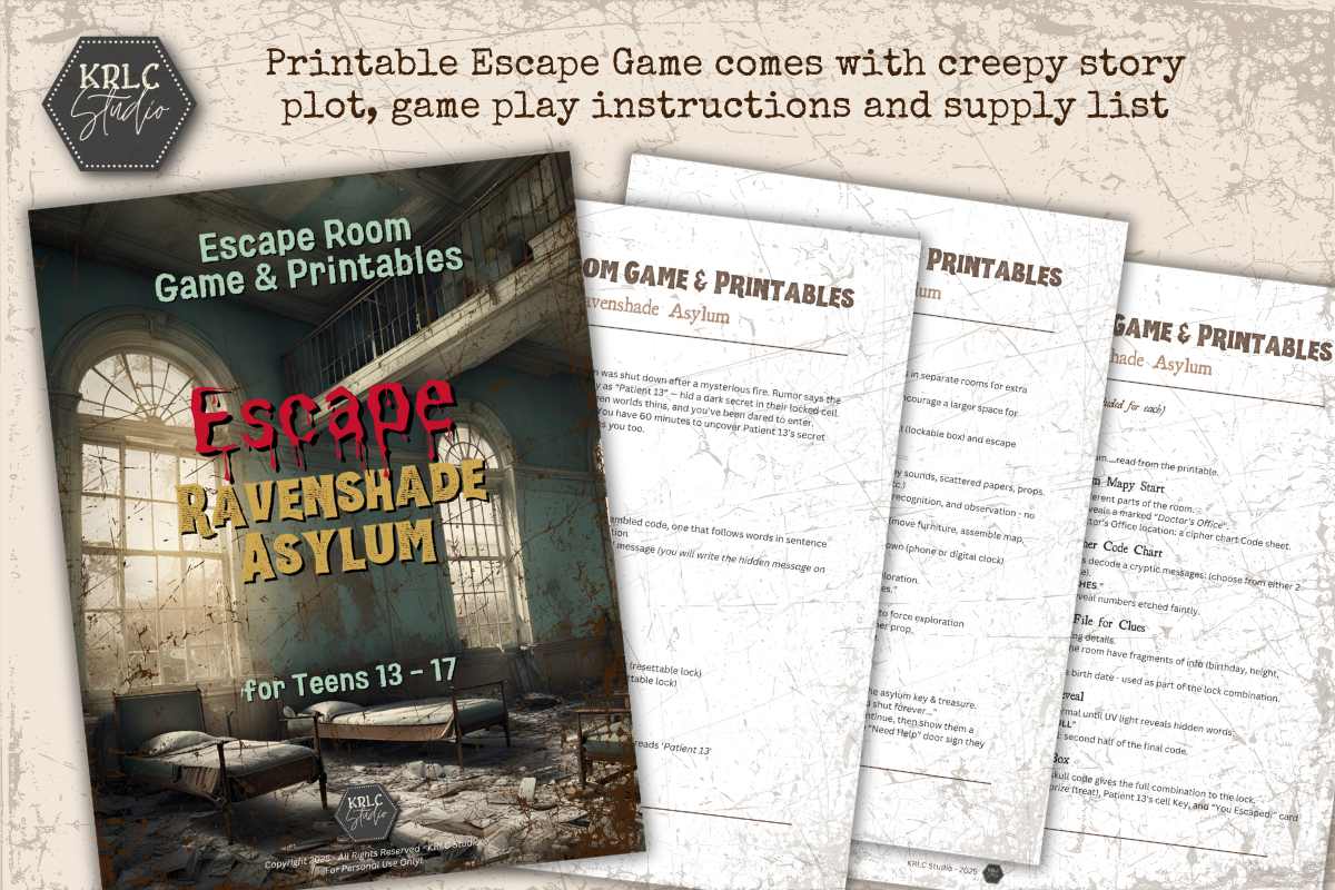 Escape Room Game - Escape Ravenshade Asylum PDF - KRLC Studio