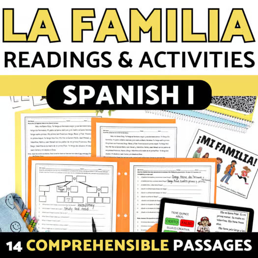 La Familia Spanish Family Tree Vocabulary Activity Reading Comprehension Passage