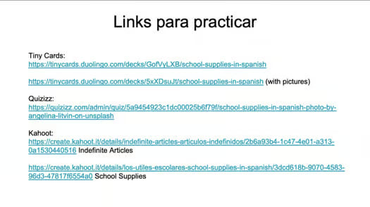 School Supplies, Indefinite Articles, Gender and Numbers of Nouns in Spanish