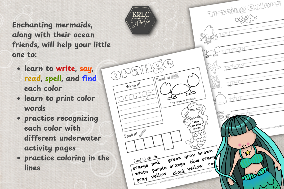 Learning my Colors Under the Sea PDF Booklet - KRLC Studio