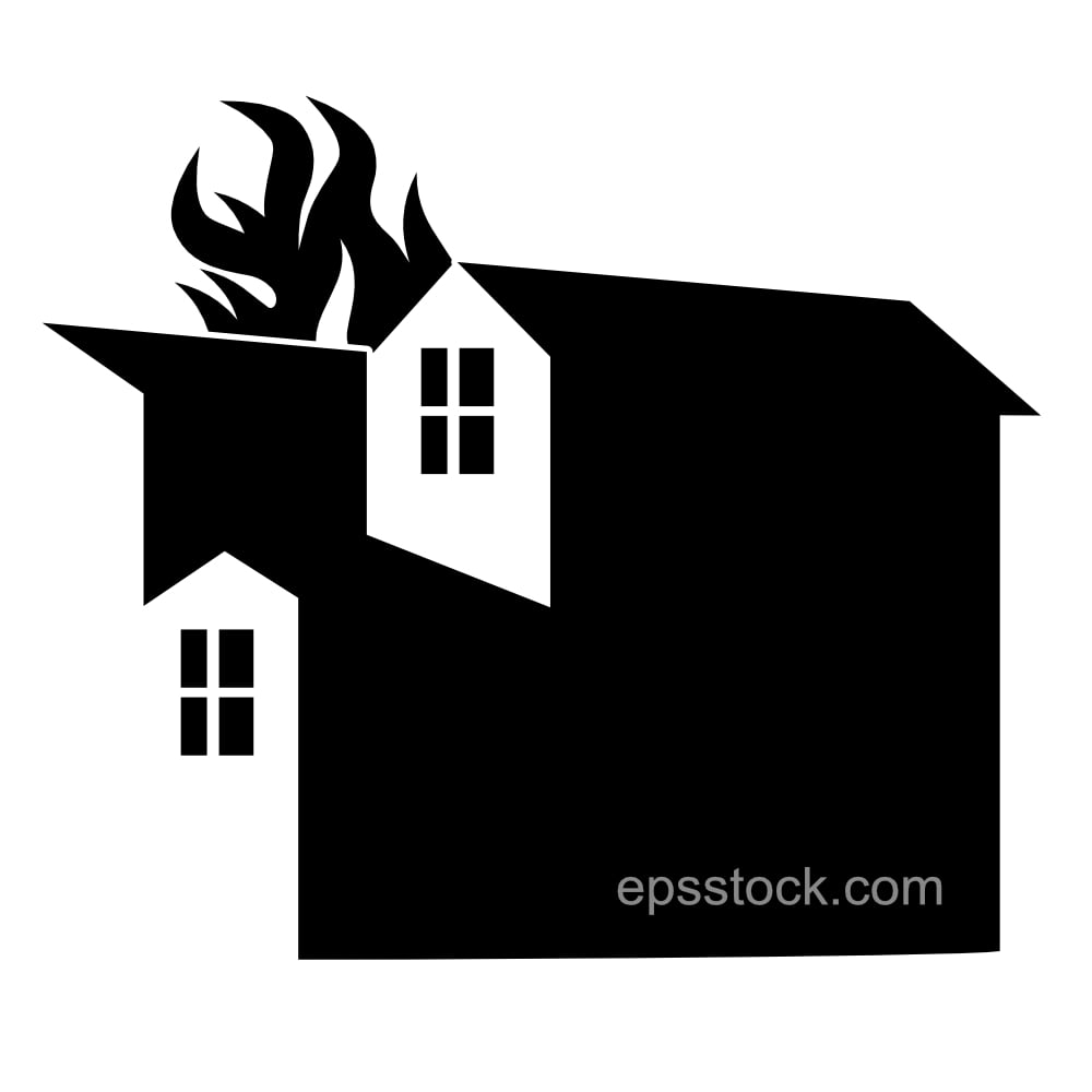 house with flame or fire