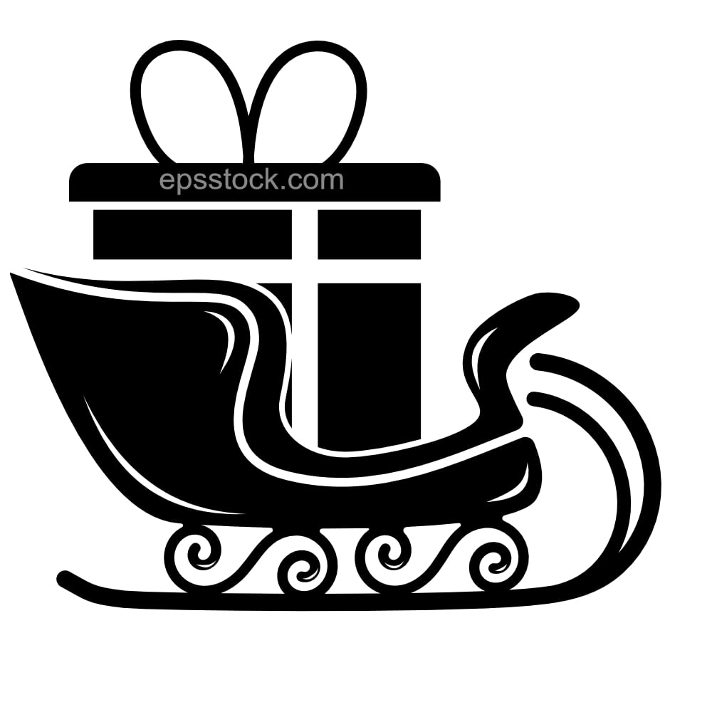 Christmas Santa Sleigh with gift