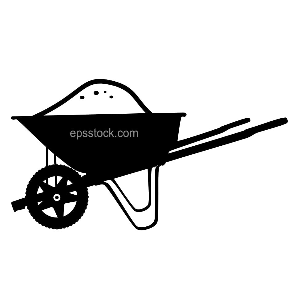 Construction wheelbarrow with sand