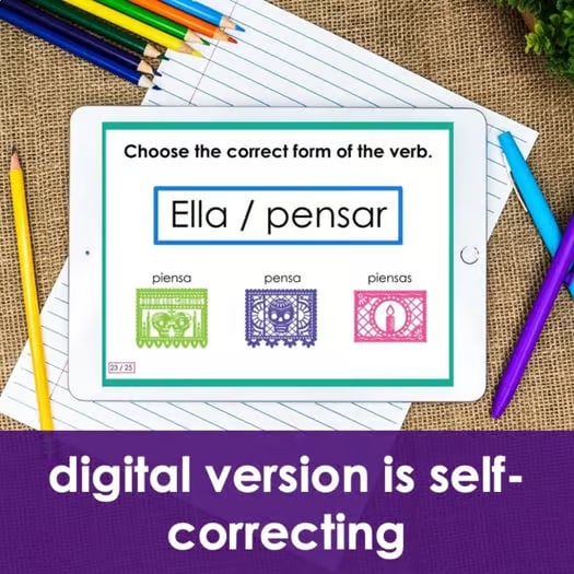 Spanish Scavenger Hunt Activity - Present Tense Stem-changing Verbs review