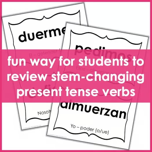 Spanish Scavenger Hunt Activity - Present Tense Stem-changing Verbs review