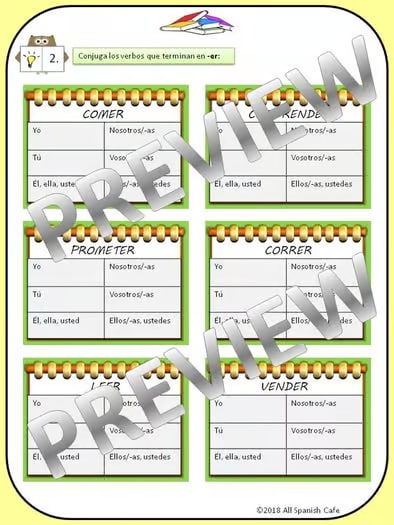 Presente de indicativo: Verbos regulares (-ar, -er, -ir) - Ejercicios