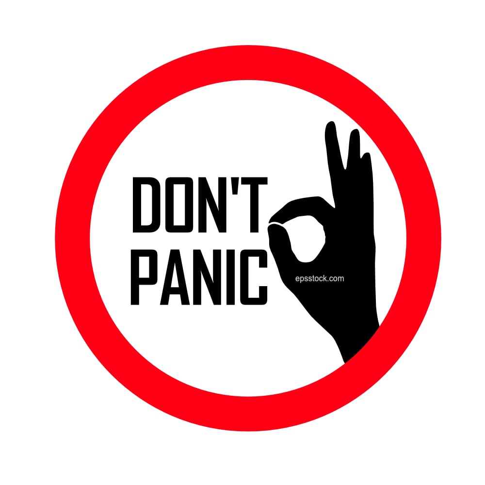 DON'T PANIC sign